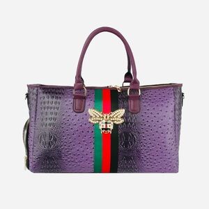 SOLD - Purple Designer Tote Bag with Bee Accent